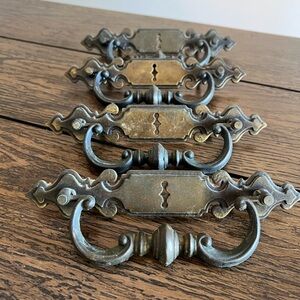 Vintage Ornate Antique Brass  Drop Bail Furniture Cabinet Drawer Pulls Victorian